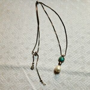 Elegant Silver Necklace with Turquoise and Pearl
